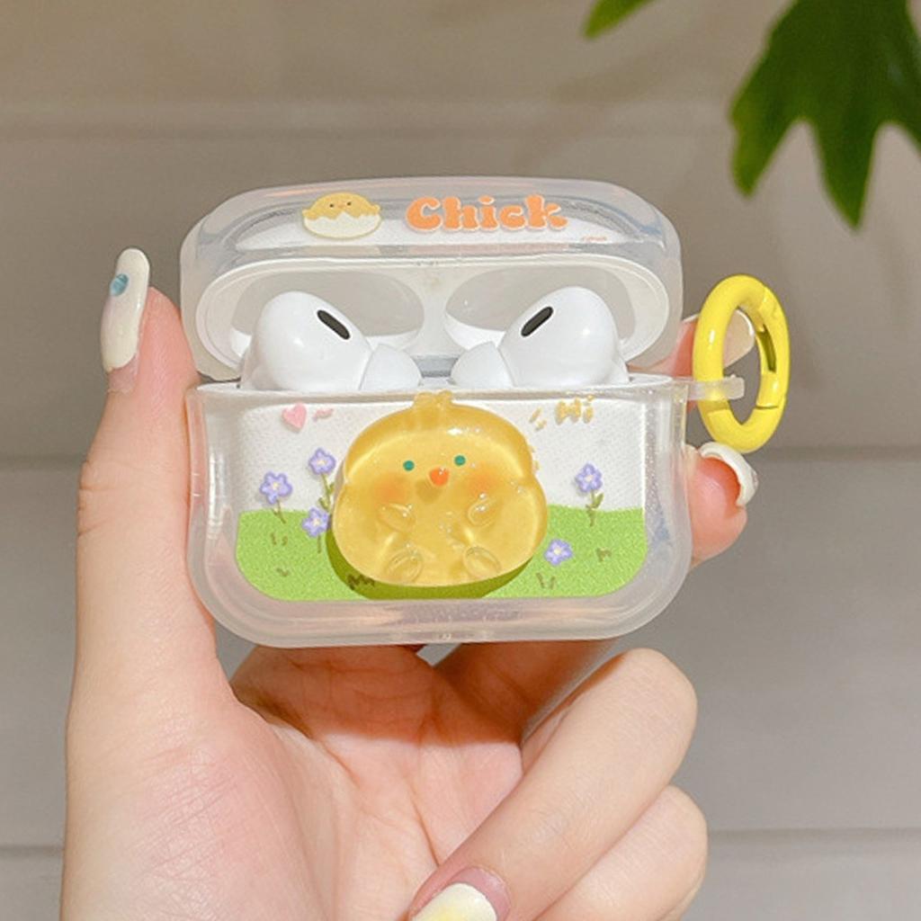 Cartoon Cute Three-dimensional Chick for Apple Wireless Bluetooth AirPods 1 /1/1 Generation Earphone Case Soft Case