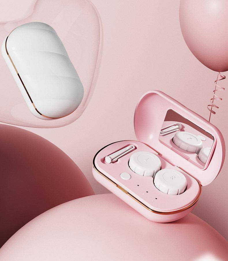 Compact Automatic Contact Lens Cleaner with Vibration Technology - Portable Storage for Colored Lenses