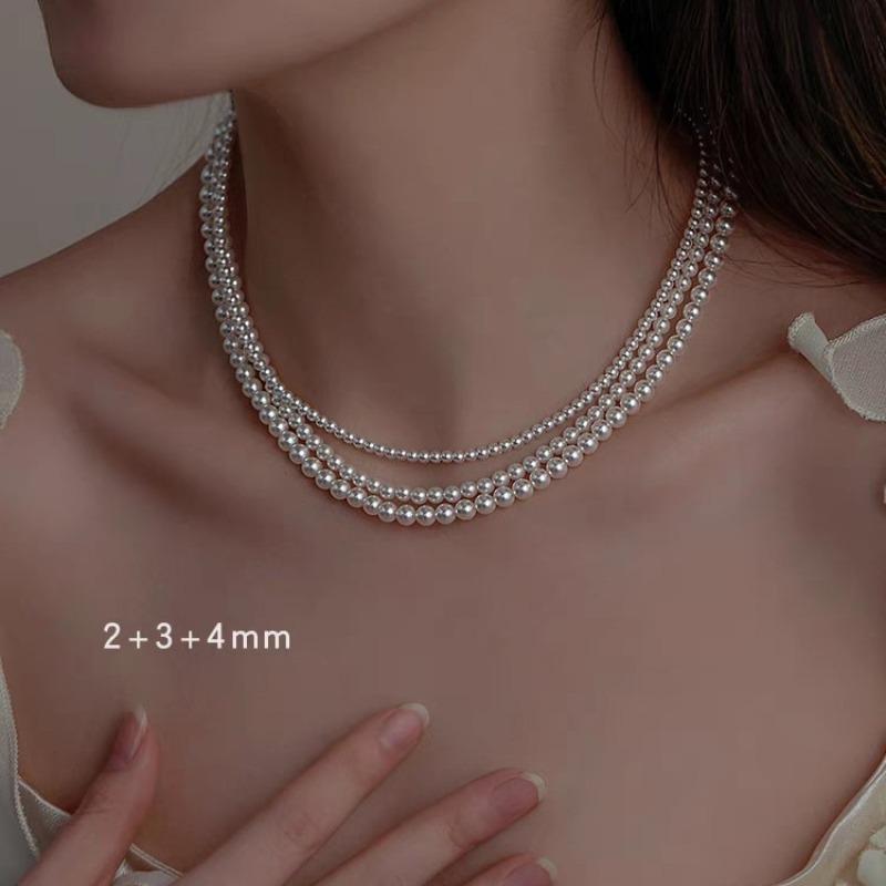 small rice bead pearl necklace women's new popular light luxury niche pearl collarbone chain can be stacked