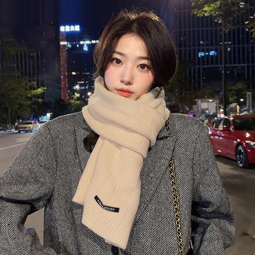 Scarf women's winter versatile warm couple student neck protection imitation cashmere knitted wool girls scarf senior sense men