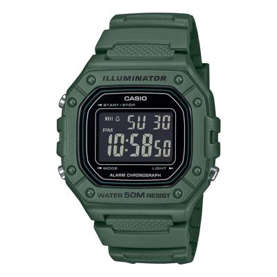 Standard Digital Wristwatch W-218H-3BV for Men and Women, Deep Green, Inverted LCD, Overseas Model [Parallel Import]