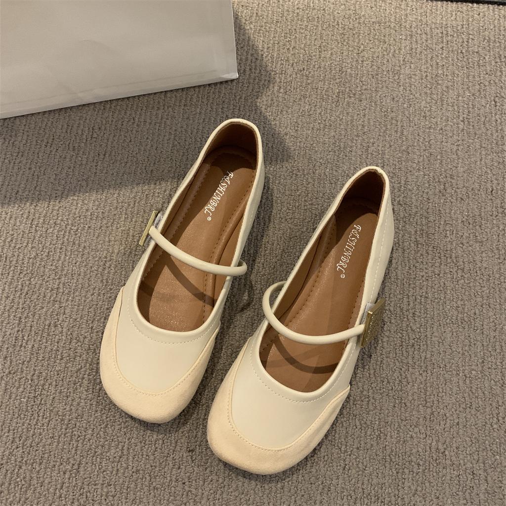 Red Mary Jane Shoes Women's Shoes Spring 2025 New Round Head Soft Sole Soft Surface Word with Shallow Mouth French Single Shoes