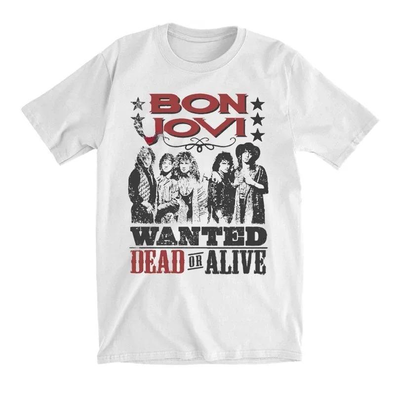 Hot Classic Hard Rock Band Bon Jovi Print TShirt Unisex Oversized Harajuku Style Cotton New Summer Women And Unisex TShirt