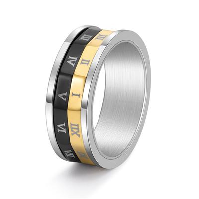 Stainless Steel Rotatable Roman Ring for Men Industrial Adjustable Statement Ring Hypoallrengenic Index Finger Jewelry Gift