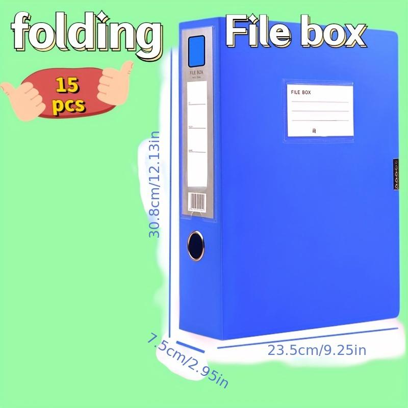 15pcs Blue Large-Capacity File Storage Boxes, Foldable Design, Thickened Document Boxes for Receipts And Office Supplies