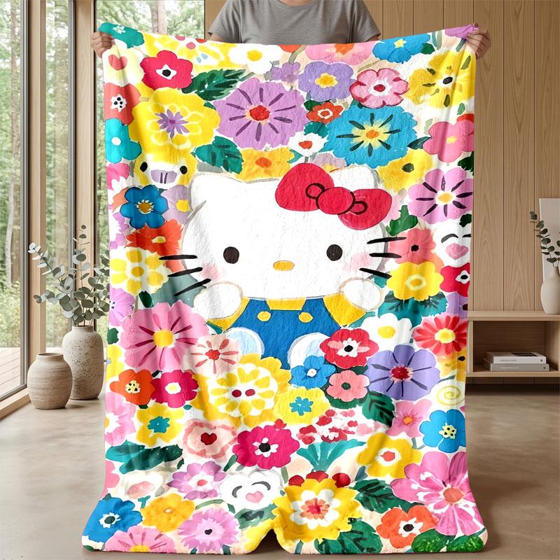 Soft Flannel Blanket Lightweight Cozy Bedroom Living Room CoverHello Kitty