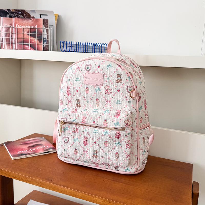 Schoolbag Cartoon Graffiti Bear Backpack Women's New Fashion Printed Casual Backpack Student School Bag