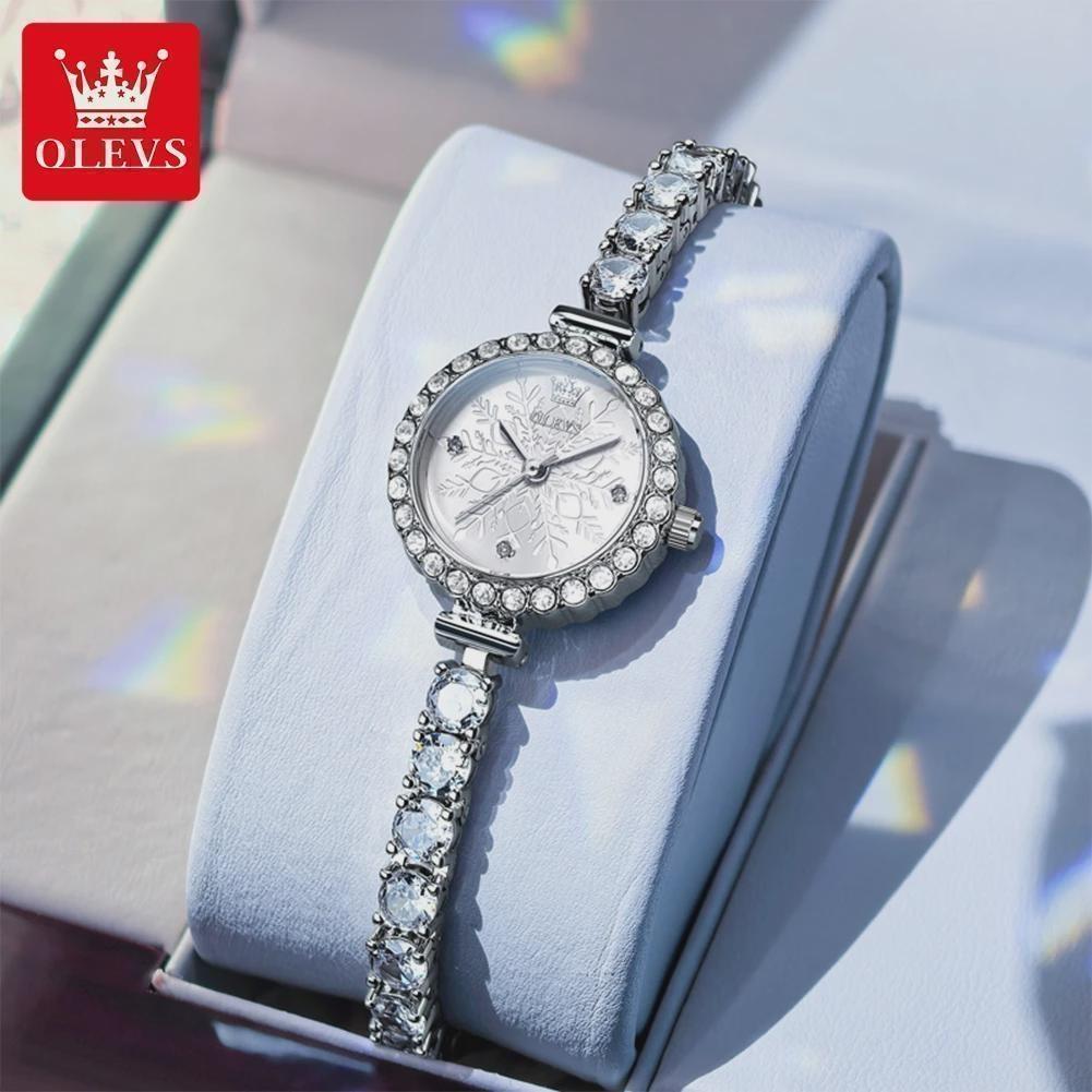 

OLEVS Full Diamond Quartz Watches Women Luxury Elegant Bracelet Wristwatch Waterproof Ladies Dress Wristwatch белый