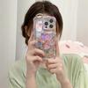 Blue Floral Oil Painting Phone Case with Wrist Strap for iPhone 15 Pro Max and Apple 14 Pro