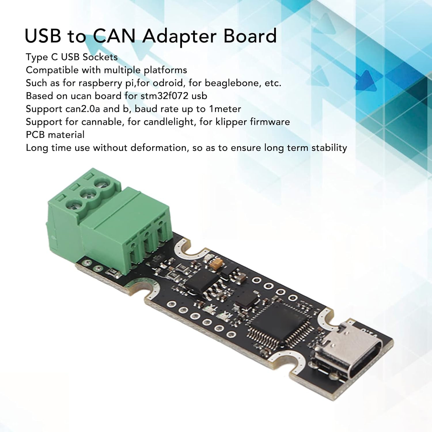 GOWENIC USB to CAN Adapter, 3D Printer Accessories, USB to CAN Adapter Board Based On STM32F072 Support for CAnable for CandleLight for Klipper, Type