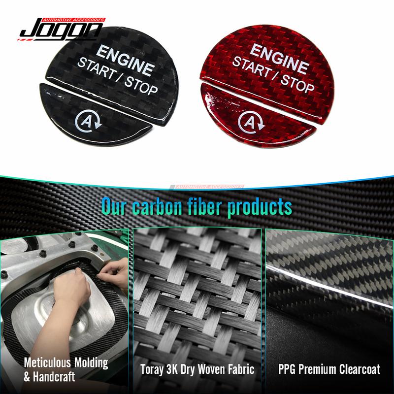 2pcs Auto Parts Carbon Fiber Car Interior Engine Start Stop Button Cover Trim For Mercedes Benz C S Class W206 W223  +