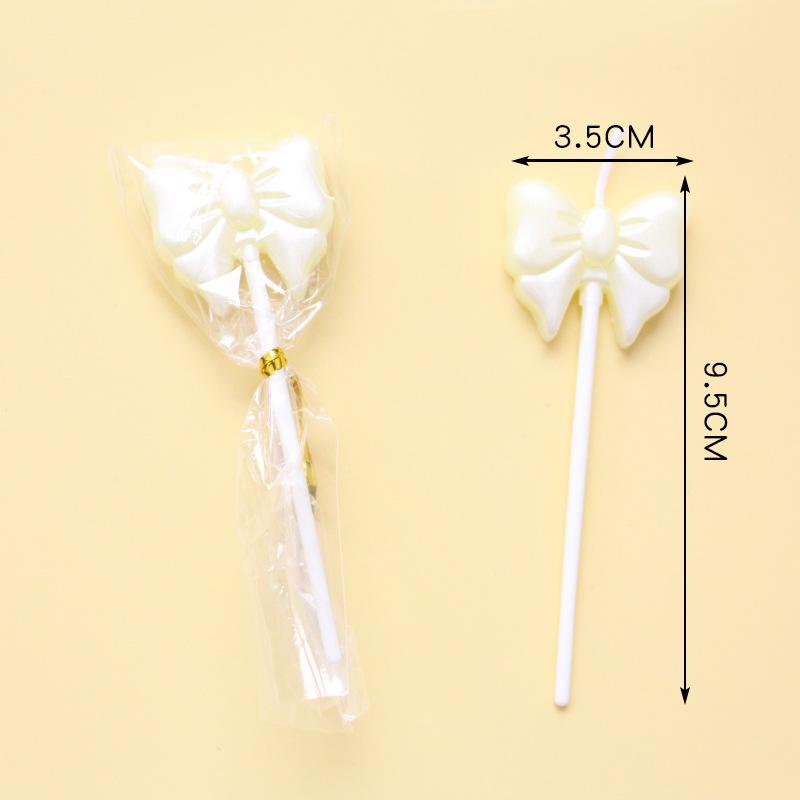 Single Bow Candle Beautiful Cake Decoration Plug-in Pink and White Cartoon Lollipop Birthday Candle