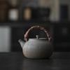 Chinese retro handmade wood fired teapot with lifting beam, tea maker, charcoal stove, boiling water kettle