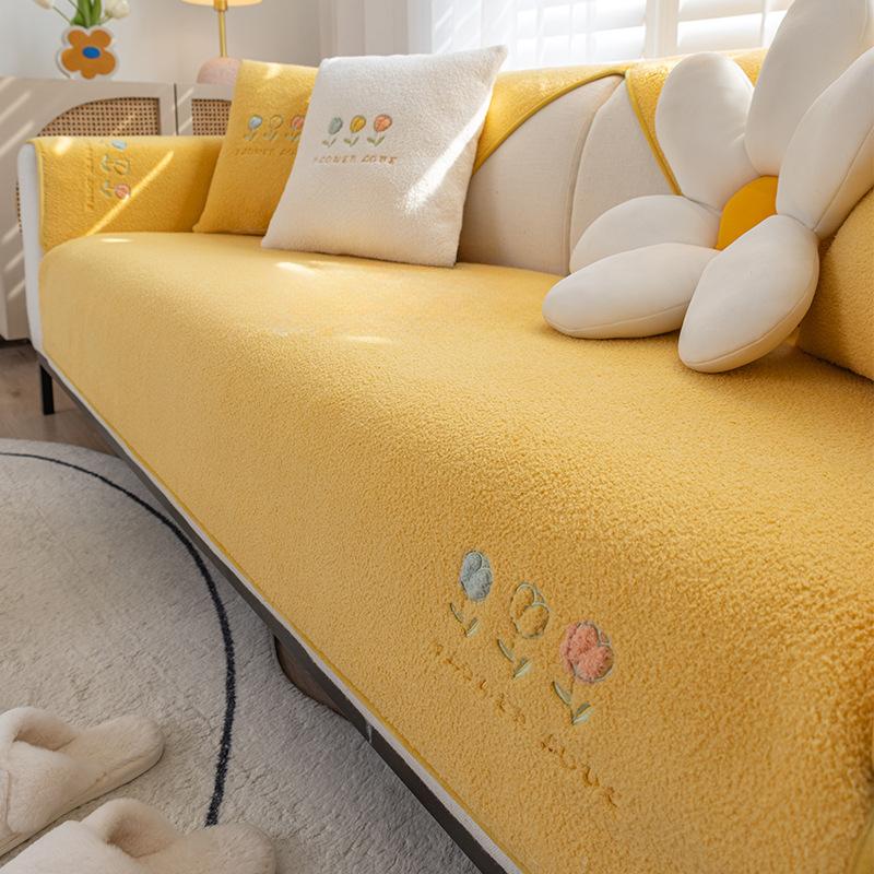 Cotton Sofa Cushion Four Seasons Universal Cotton Fabric Cushion Simple Modern Nordic Non-Slip Pastoral Style Sofa Cover