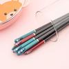 1pair Chopsticks Anime Kawaii Creativity Alloy Personal Chopsticks Non-Slip Child Adult Cutlery Kitchen Household