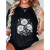 Oversized T Shirt Black Daisy Flower Faith Hope Love Print Casual Summer Wear
