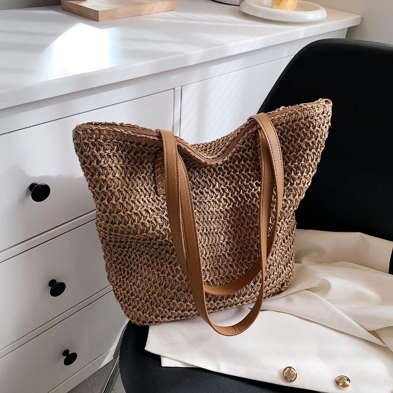 

Bag Women s Weaving Hollow Portable Bucket Bag Spring Vegetable Basket Vacation Seaside Beach Underarm Bag хаки