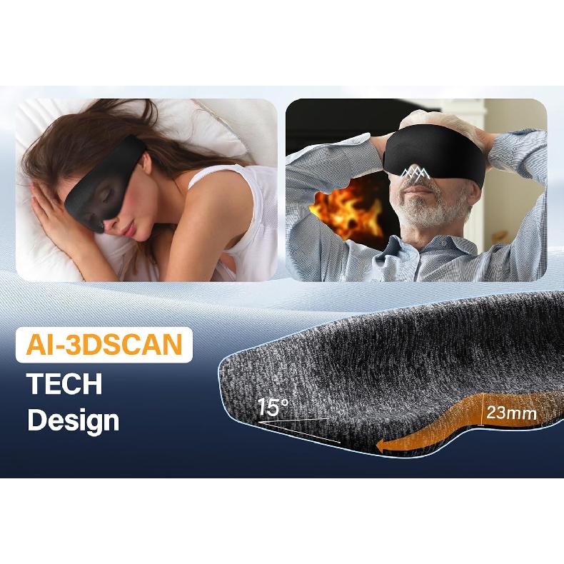 Sleep Mask Blackout, LC-dolida 3D Eye Mask for Sleeping, Soft and No Pressure On Eyes, Sleep Mask for Men Women Sleeping Nap Travel