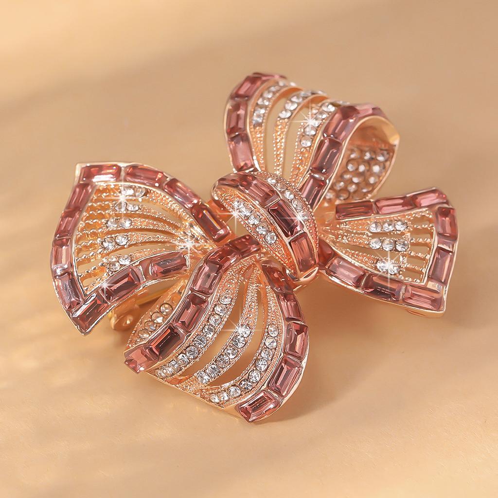 Koreanische Zirkon-Schleifenbrosche für Damen, Leichter Luxus Nische Exquisite Anzug-Ausschnitt-Brosche Anti-Licht-Anstecknadel Zubehör