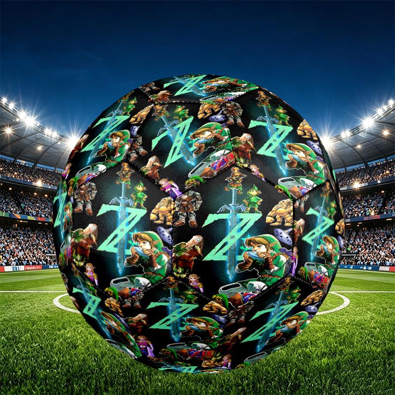 The Legend of Zelda Print Size 5 Soccer Ball, PU Wear Resistant Football for Match Training and Daily Practice, Birthday Gift for Soccer Fans