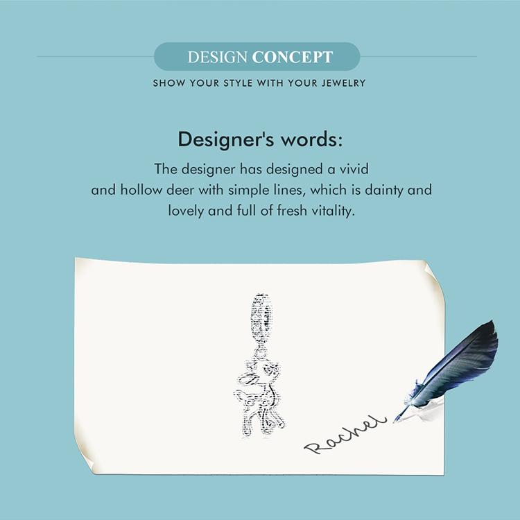 WOSTU 925 Sterling Silver Hollow Vivid Deer Charms de mărgele agățate pentru femei Brățară originală, colier, bijuterii DIY