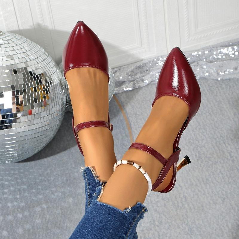 Fashion Women's Summer Wrapped Head Sandals Fashion Pointed Shallow Mouth Metal Buckle Anti-slip Wear-resistant High Heels