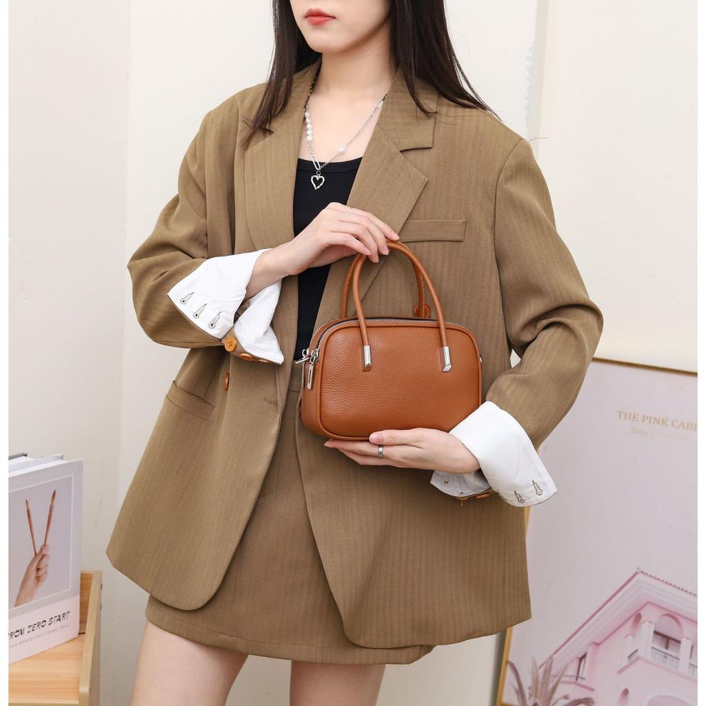 Cowhide Bags, Shell Bags Are Popular and Fashionable Niche, Women's Single Shoulder Practical Soft Portable Diagonal Cross Pillow Bag