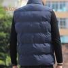 Men Cotton Waistcoat Autumn Winter Stand Collar Sleeveless Zipper Placket Jacket with Pockets Solid Color Thickened Quilted Vest Coat