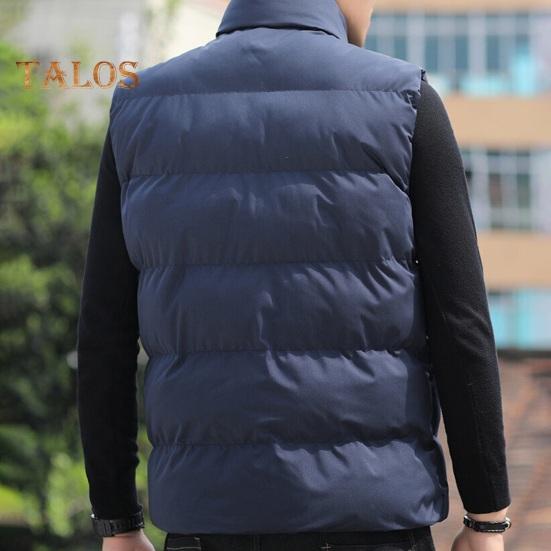 Чоловічий бавовняний жилет, осінь-зима, трикотажний комір без рукавів і застібка-блискавка, з кишенями, однотонне потовщене стьобане жилетне пальто