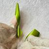Fashion Elegant Green Satin Designer Slippers Women 2025 Summer Fashion Low Heel Square Toe Mules Loafers Luxury Comfort Slide Sandals