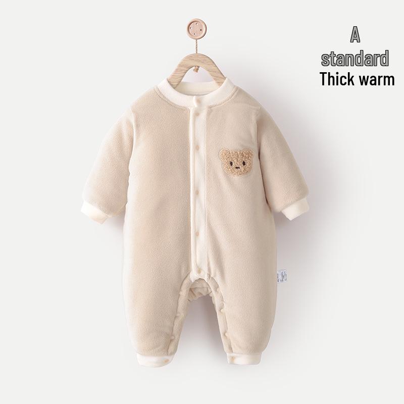 

Флисовый ромпер для новорожденных в стиле мишки - Теплый, толстый, осенне-зимний костюм для малышей 73cm (14-17 lbs)