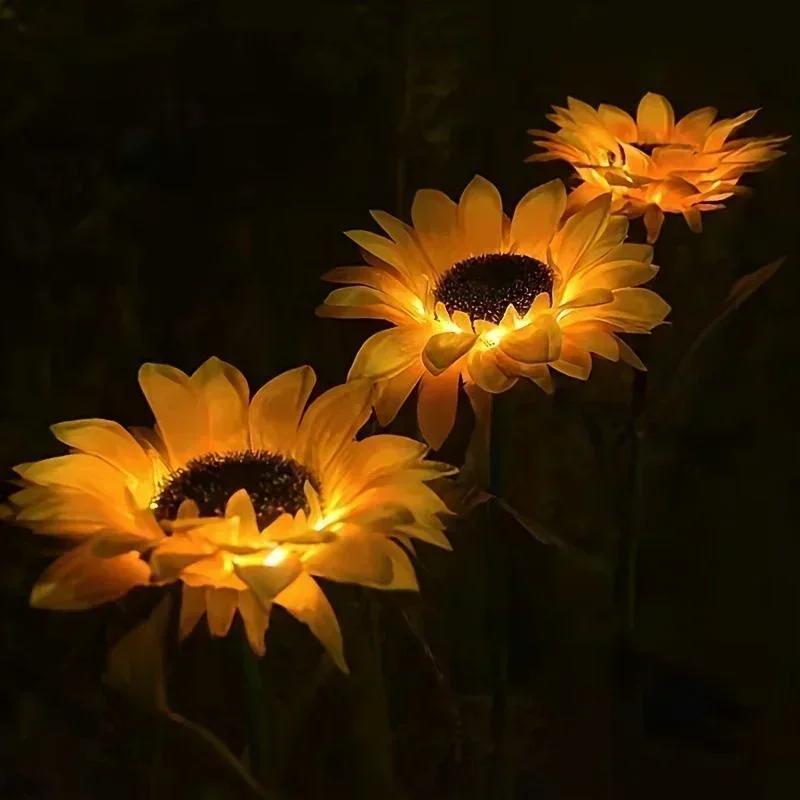 Solar LED Fairy Lights Outdoor Simulated Sunflower Lawn Lamp Garden Ground Light Wedding Valentine's Day Ramadan Decoration