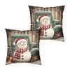 2Pcs Christmas Tree Pillowcase Santa Claus Snowman Pattern Zipper Invisible Lightweight Breathable Winter Pillow Cover