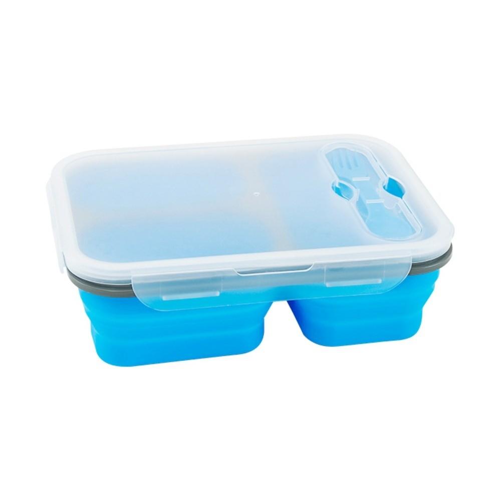 1350ml Foldable Lunch Box with Spork Large Capacity 3 Grids Food Storage Container  Student
