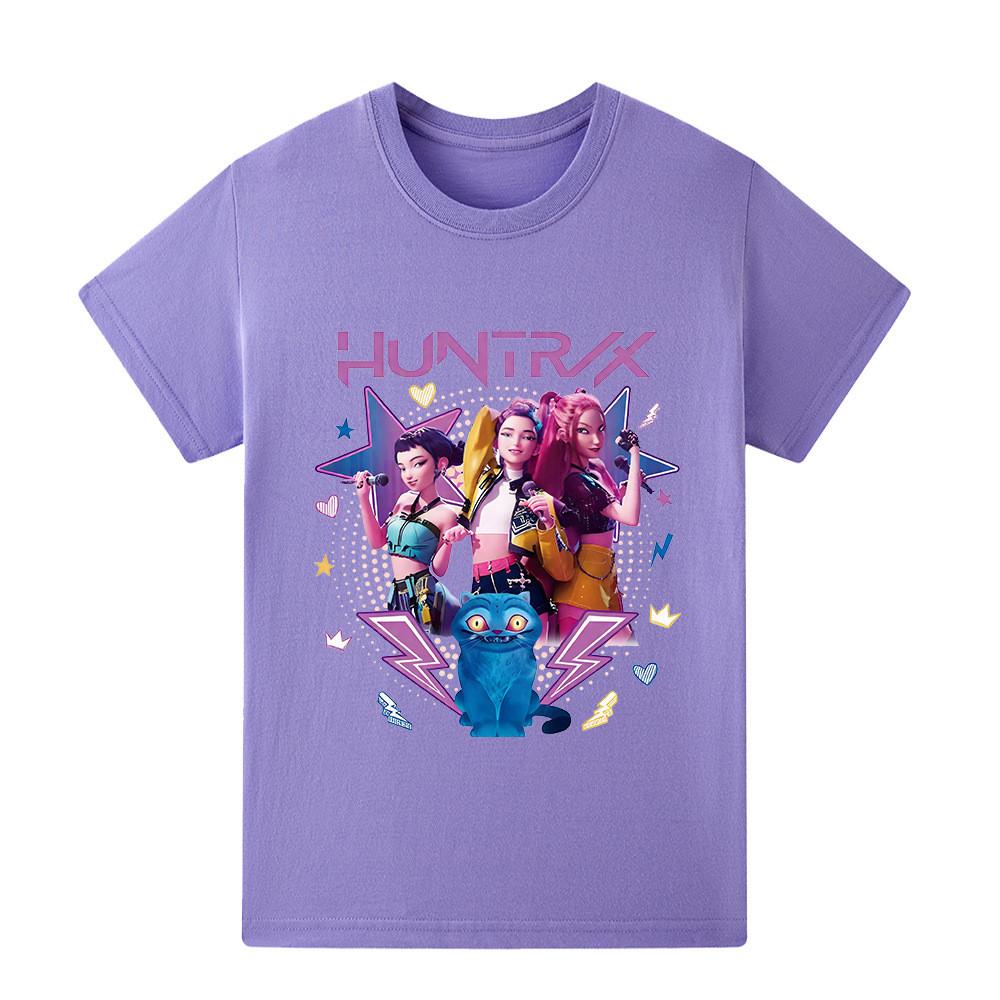 

A1216 Kids Boys Girls Kpop Rumi Zoey Mira Print Short Sleeves T-shirt 160cm