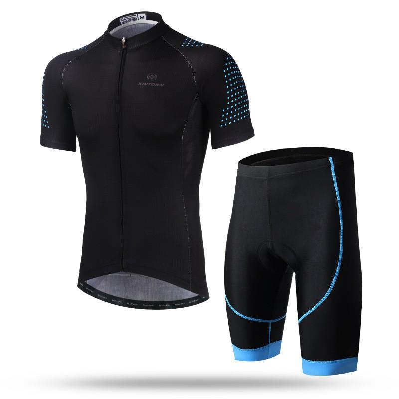 Mens Cycling Short Set Quick-Dry Breathable Sleeve Jersey Shorts Outdoor Bike Riding Gear