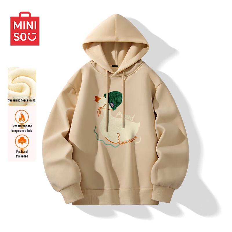 MINISO Men s Fleece-Lined Hooded Duck Pullover L
