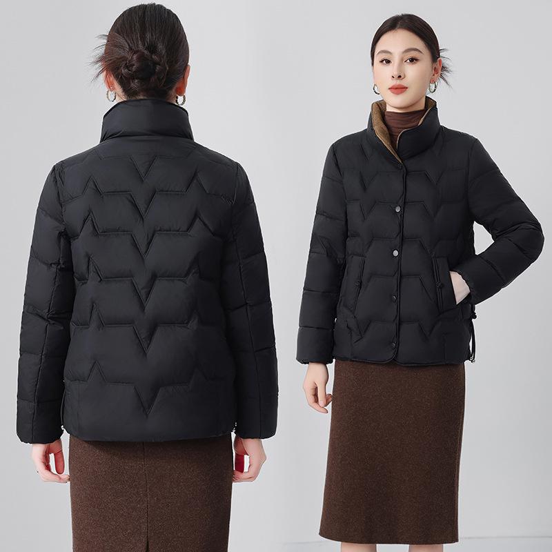 Women's Short Lightweight Down Jacket - Fashionable Turn-Down Collar, Duck Down, 2025 Korean Style, Warm Outerwear