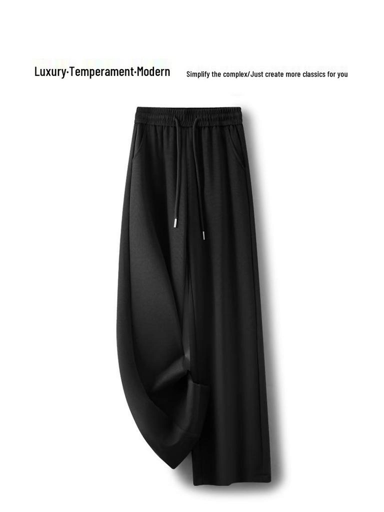 Morelowe drapowane spodnie damskie z wąską/szeroką nogawką, Wiosna/Jesień 2025, Popularne lekkie luksusowe casualowe elastyczne w pasie z prostą nogawką.