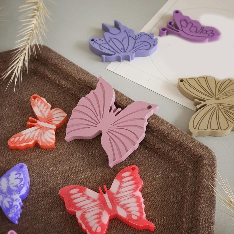 Flexible Pendant Mold Silicone Crafts Molds Butterfly Shaped Keychain Moulds Silicone Texture Gift for Hand Making Lover
