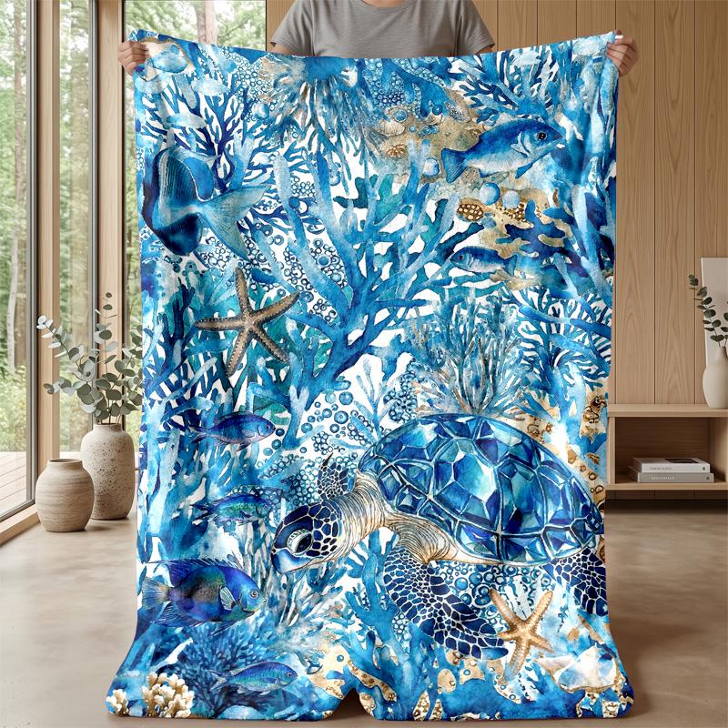 Ocean Life Adventure 2 Theme blanket Lightweight Warm Flannel Blanket Decorative Throw Blanket for Home Decoration