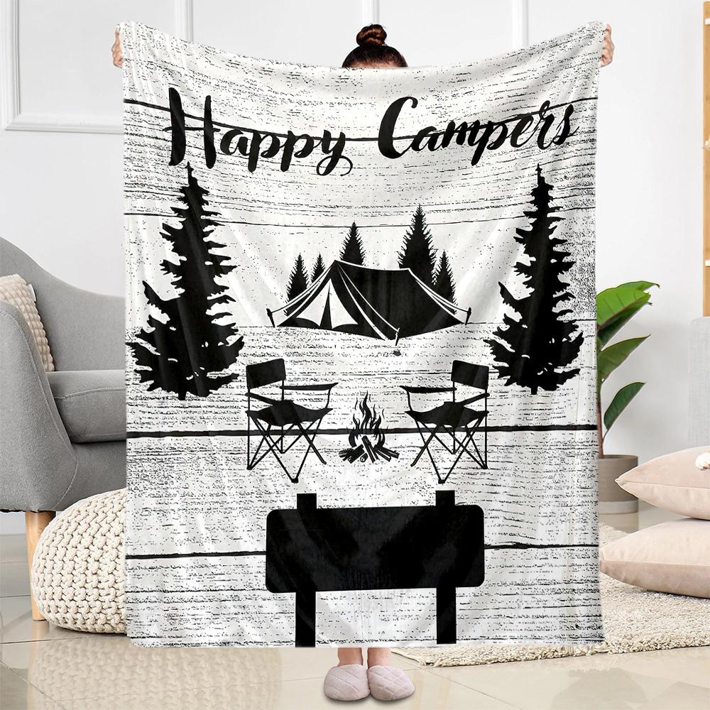 Happy Campers Adventure Blankets Are Suitable for Living Rooms,making Them an Ideal Choice for Outdoor Travel and Gifts.