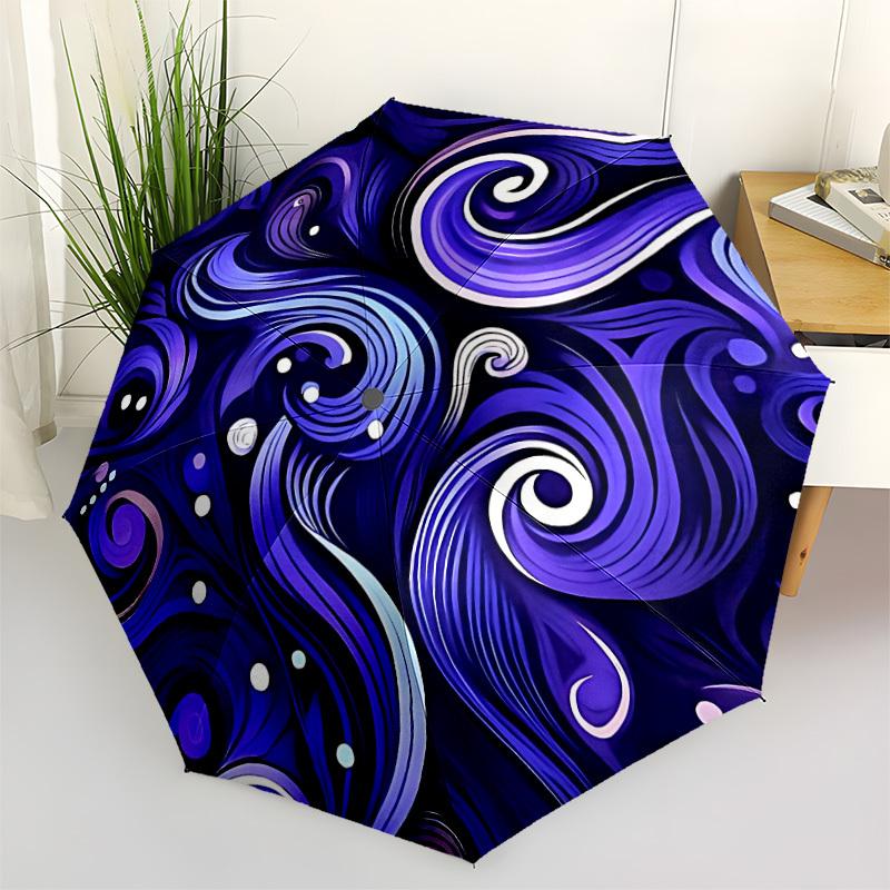 

1pc Swirls Umbrella Portable Folding Umbrella Durable Iron Frame, Suitable for All Seasons Home Travel Outdoor yy260319093