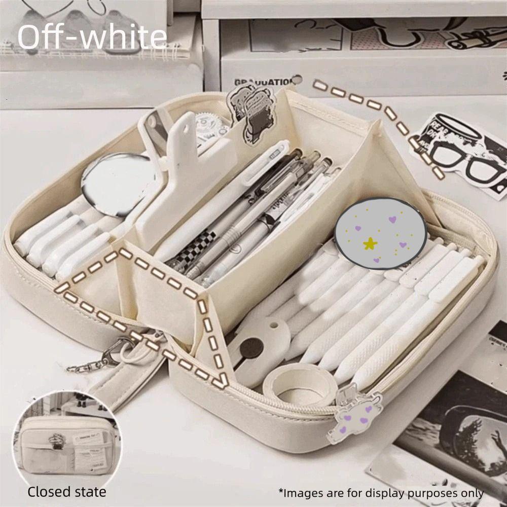 Large Capacity Students Stationery Bag Multi-functional Makeup Bag Simple Pen Organizer School
