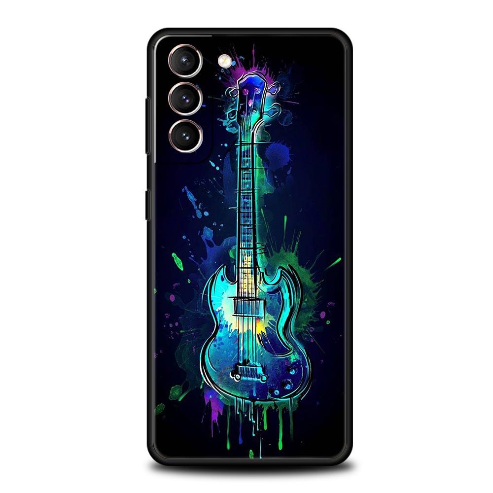 Guitar Music Art Phone Case For Samsung Galaxy S26 Ultra S25 Plus S24 FE S23 S22 5G S21 S20 Cover Black Soft