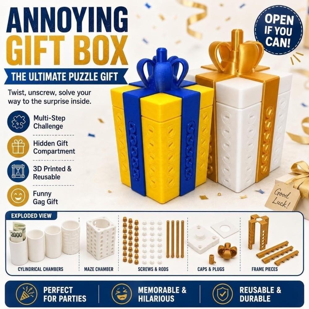 Detachable 3D Printed Prank Gift Box Funny Prank Screw Box Surprise Money Puzzle Box  For Christmas