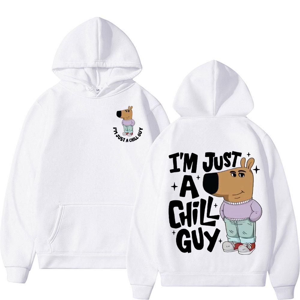 I'm Just A Chill Guy Meme Hoodie Funny Trendy Cute Viral Dog Cartoon Hoodies Men Women's Casual Autumn/Winter Comfort Sweatshirt