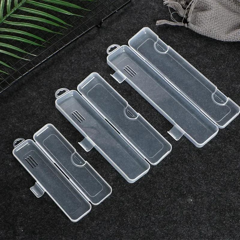 1PC Portable Makeup Brush Organizer Eyebrow Pencil Tableware Chopsticks Transparent With Cover Storage Box Kitchen Accessories