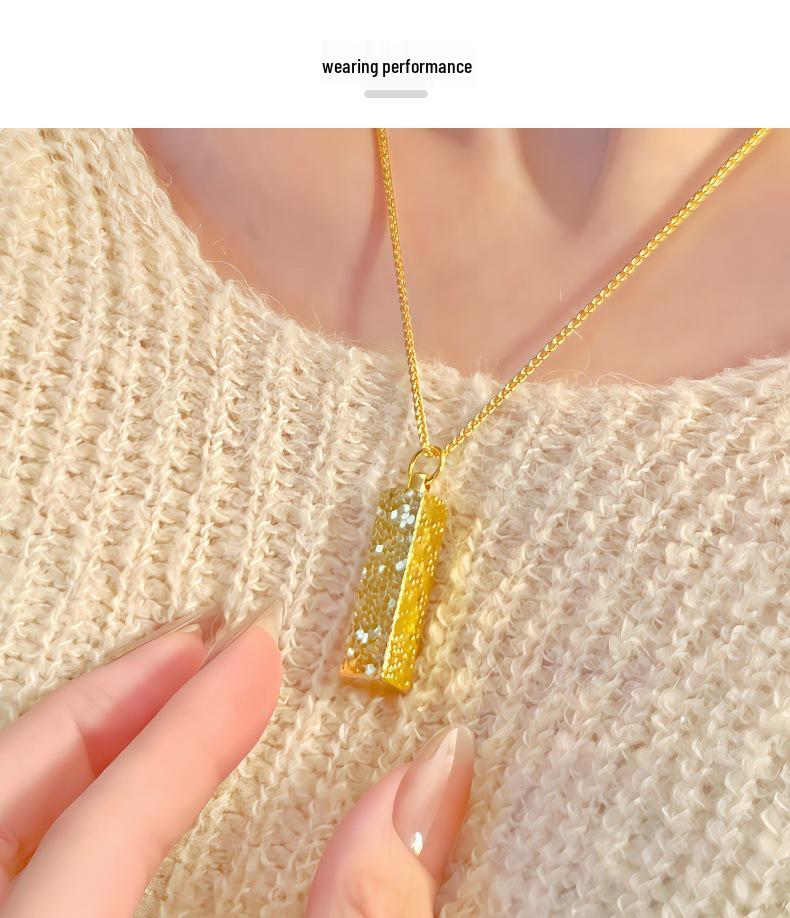 CNC Burst Flash Shaved Ice Square Pendant Clavicle Chain Women's Fashion Necklace