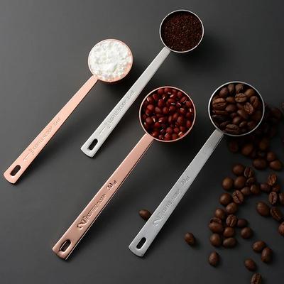 Stainless Steel Measuring Spoon Coffee Scoop Long Handle Tablespoon Measuring Rose Gold Sugar Powder Spice Spoon Kitchen Tools